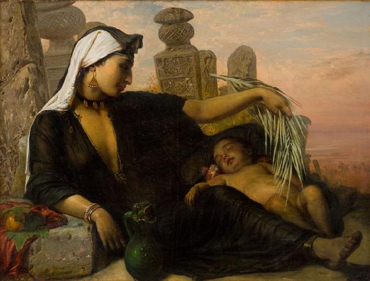 Elisabeth Jerichau Baumann Egyptian Fellah woman with her child. oil painting image